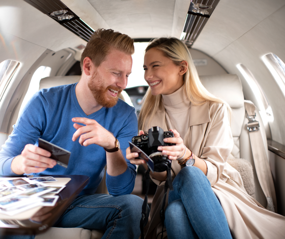 sugar couple enjoying a luxury life on a private jet after meeting on sugar.ie