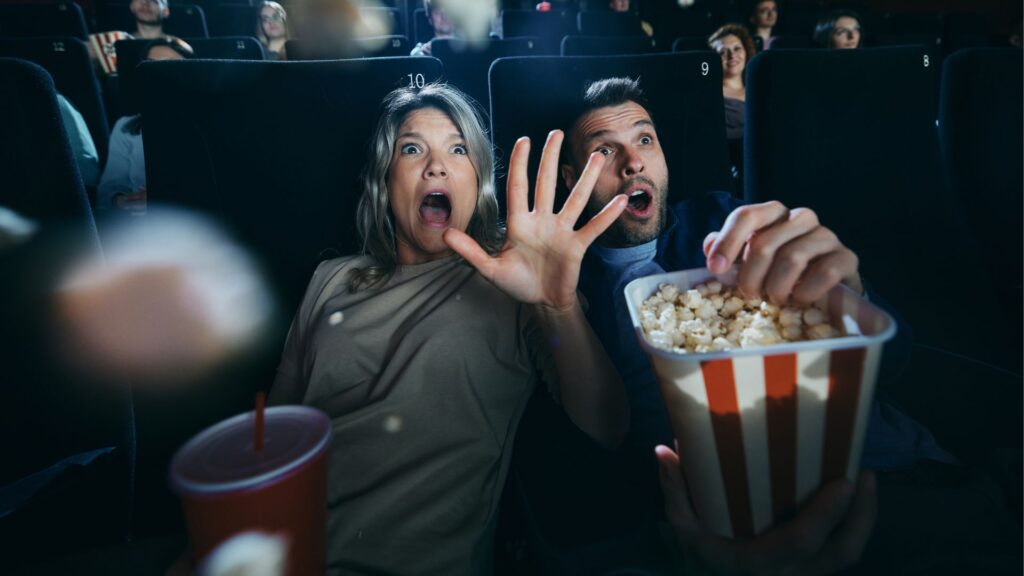 sugar couple watching a horror movie 